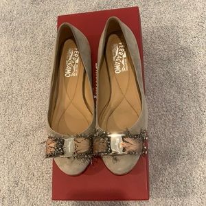 Salvatore Ferragamo suede feather Varuna flat